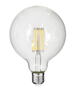 GloboStar® 99055 Λάμπα LED Long Filament E27 G125 Γλόμπος 12W 1320lm 360° AC 220-240V IP20 Φ12.5 x Υ18cm Φυσικό Λευκό 4000K με Διάφανο Γυαλί – Dimmable – 3 Years Warranty