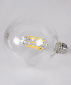 GloboStar® 99055 Λάμπα LED Long Filament E27 G125 Γλόμπος 12W 1320lm 360° AC 220-240V IP20 Φ12.5 x Υ18cm Φυσικό Λευκό 4000K με Διάφανο Γυαλί – Dimmable – 3 Years Warranty
