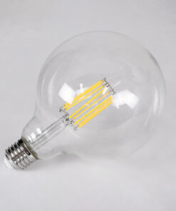 GloboStar® 99055 Λάμπα LED Long Filament E27 G125 Γλόμπος 12W 1320lm 360° AC 220-240V IP20 Φ12.5 x Υ18cm Φυσικό Λευκό 4000K με Διάφανο Γυαλί – Dimmable – 3 Years Warranty