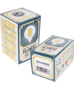 GloboStar® 99055 Λάμπα LED Long Filament E27 G125 Γλόμπος 12W 1320lm 360° AC 220-240V IP20 Φ12.5 x Υ18cm Φυσικό Λευκό 4000K με Διάφανο Γυαλί – Dimmable – 3 Years Warranty