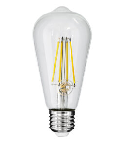 GloboStar® 99056 Λάμπα LED Long Filament E27 ST64 Αχλάδι 10W 1100lm 360° AC 220-240V IP20 Φ6.4 x Υ14cm Φυσικό Λευκό 4000K με Διάφανο Γυαλί – Dimmable – 3 Years Warranty