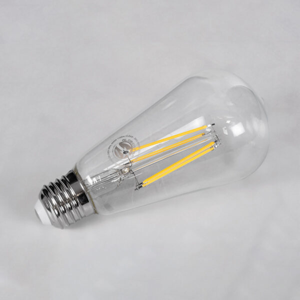 GloboStar® 99056 Λάμπα LED Long Filament E27 ST64 Αχλάδι 10W 1100lm 360° AC 220-240V IP20 Φ6.4 x Υ14cm Φυσικό Λευκό 4000K με Διάφανο Γυαλί – Dimmable – 3 Years Warranty