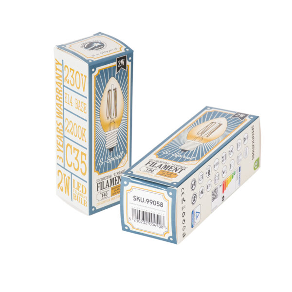 GloboStar® 99058 Λάμπα LED Ultra Thin Soft S Spiral Filament E14 C35 Κεράκι 2W 140lm 360° AC 220-240V IP20 Φ3.5 x Υ10.5cm Ultra Θερμό Λευκό 2200K με Μελί Γυαλί – Dimmable – 3 Years Warranty