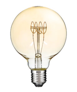 GloboStar® 99060 Λάμπα LED Ultra Thin Soft S Spiral Filament E27 G95 Γλόμπος 4W 280lm 360° AC 220-240V IP20 Φ9.5 x Υ13.5cm Ultra Θερμό Λευκό 2200K με Μελί Γυαλί – Dimmable – 3 Years Warranty