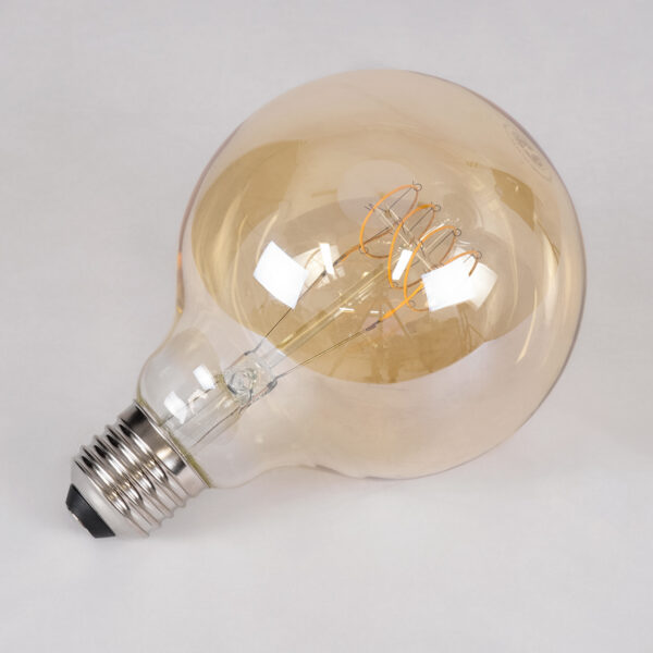 GloboStar® 99060 Λάμπα LED Ultra Thin Soft S Spiral Filament E27 G95 Γλόμπος 4W 280lm 360° AC 220-240V IP20 Φ9.5 x Υ13.5cm Ultra Θερμό Λευκό 2200K με Μελί Γυαλί – Dimmable – 3 Years Warranty