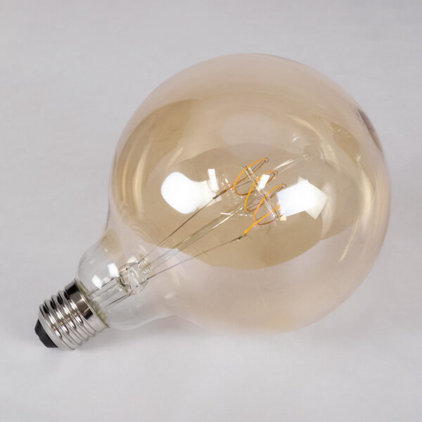 GloboStar® 99081 Λάμπα LED Ultra Thin Soft S Spiral Filament E27 G125 Γλόμπος 4W 280lm 360° AC 220-240V IP20 Φ12.5 x Υ18cm Ultra Θερμό Λευκό 2200K με Μελί Γυαλί – Dimmable – 3 Years Warranty