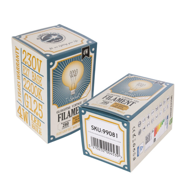 GloboStar® 99081 Λάμπα LED Ultra Thin Soft S Spiral Filament E27 G125 Γλόμπος 4W 280lm 360° AC 220-240V IP20 Φ12.5 x Υ18cm Ultra Θερμό Λευκό 2200K με Μελί Γυαλί – Dimmable – 3 Years Warranty