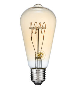 GloboStar® 99082 Λάμπα LED Ultra Thin Soft S Spiral Filament E27 ST64 Αχλάδι 4W 280lm 360° AC 220-240V IP20 Φ6.4 x Υ14cm Ultra Θερμό Λευκό 2200K με Μελί Γυαλί – Dimmable – 3 Years Warranty