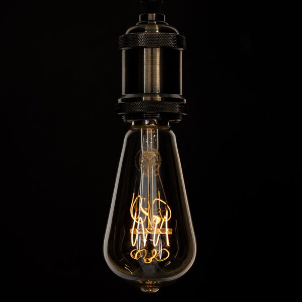 GloboStar® 99082 Λάμπα LED Ultra Thin Soft S Spiral Filament E27 ST64 Αχλάδι 4W 280lm 360° AC 220-240V IP20 Φ6.4 x Υ14cm Ultra Θερμό Λευκό 2200K με Μελί Γυαλί – Dimmable – 3 Years Warranty
