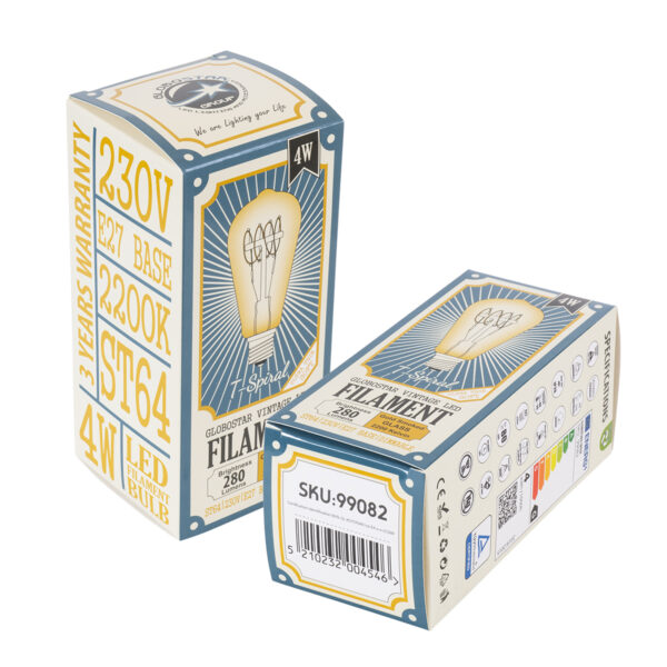 GloboStar® 99082 Λάμπα LED Ultra Thin Soft S Spiral Filament E27 ST64 Αχλάδι 4W 280lm 360° AC 220-240V IP20 Φ6.4 x Υ14cm Ultra Θερμό Λευκό 2200K με Μελί Γυαλί – Dimmable – 3 Years Warranty