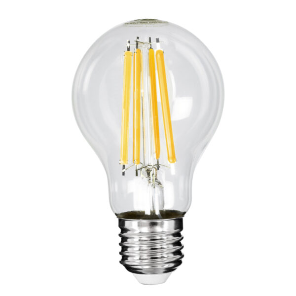 GloboStar® 99083 Λάμπα LED Long Filament E27 A60 Γλόμπος 4W 840lm 360° AC 220-240V IP20 Φ6 x Υ11cm Θερμό Λευκό 2700K με Διάφανο Γυαλί - Pro Series 210lm/W - A Ενεργειακή Κλάση - 3 Χρόνια Εγγύηση