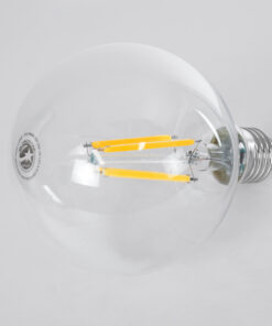 GloboStar® 99084 Λάμπα LED Long Filament E27 G95 Γλόμπος 4W 840lm 360° AC 220-240V IP20 Φ9.5 x Υ13.8cm Θερμό Λευκό 2700K με Διάφανο Γυαλί – Pro Series 210lm/W – A Ενεργειακή Κλάση – 3 Χρόνια Εγγύηση