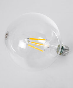 GloboStar® 99085 Λάμπα LED Long Filament E27 G125 Γλόμπος 4W 840lm 360° AC 220-240V IP20 Φ12.5 x Υ13.8cm Θερμό Λευκό 2700K με Διάφανο Γυαλί – Pro Series 210lm/W – A Ενεργειακή Κλάση – 3 Χρόνια Εγγύηση