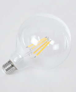 GloboStar® 99085 Λάμπα LED Long Filament E27 G125 Γλόμπος 4W 840lm 360° AC 220-240V IP20 Φ12.5 x Υ13.8cm Θερμό Λευκό 2700K με Διάφανο Γυαλί – Pro Series 210lm/W – A Ενεργειακή Κλάση – 3 Χρόνια Εγγύηση