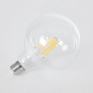 GloboStar® 99085 Λάμπα LED Long Filament E27 G125 Γλόμπος 4W 840lm 360° AC 220-240V IP20 Φ12.5 x Υ13.8cm Θερμό Λευκό 2700K με Διάφανο Γυαλί – Pro Series 210lm/W – A Ενεργειακή Κλάση – 3 Χρόνια Εγγύηση
