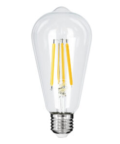 GloboStar® 99086 Λάμπα LED Long Filament E27 ST64 Αχλάδι 4W 840lm 360° AC 220-240V IP20 Φ6.4 x Υ14.5cm Θερμό Λευκό 2700K με Διάφανο Γυαλί – Pro Series 210lm/W – A Ενεργειακή Κλάση – 3 Χρόνια Εγγύηση