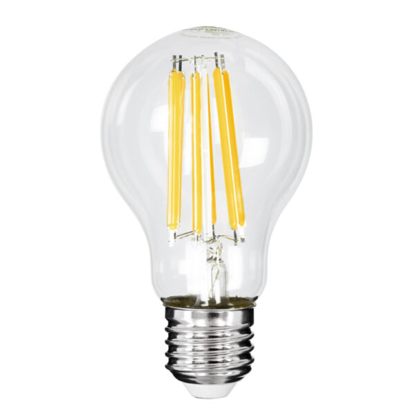 GloboStar® 99087 Λάμπα LED Long Filament E27 A60 Γλόμπος 7W 1470lm 360° AC 220-240V IP20 Φ6 x Υ11cm Θερμό Λευκό 2700K με Διάφανο Γυαλί - Pro Series 210lm/W - A Ενεργειακή Κλάση - 3 Χρόνια Εγγύηση