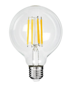 GloboStar® 99088 Λάμπα LED Long Filament E27 G95 Γλόμπος 7W 1470lm 360° AC 220-240V IP20 Φ9.5 x Υ13.8cm Θερμό Λευκό 2700K με Διάφανο Γυαλί – Pro Series 210lm/W – A Ενεργειακή Κλάση – 3 Χρόνια Εγγύηση
