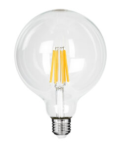 GloboStar® 99089 Λάμπα LED Long Filament E27 G125 Γλόμπος 7W 1470lm 360° AC 220-240V IP20 Φ12.5 x Υ13.8cm Θερμό Λευκό 2700K με Διάφανο Γυαλί – Pro Series 210lm/W – A Ενεργειακή Κλάση – 3 Χρόνια Εγγύηση