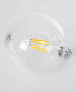 GloboStar® 99089 Λάμπα LED Long Filament E27 G125 Γλόμπος 7W 1470lm 360° AC 220-240V IP20 Φ12.5 x Υ13.8cm Θερμό Λευκό 2700K με Διάφανο Γυαλί – Pro Series 210lm/W – A Ενεργειακή Κλάση – 3 Χρόνια Εγγύηση