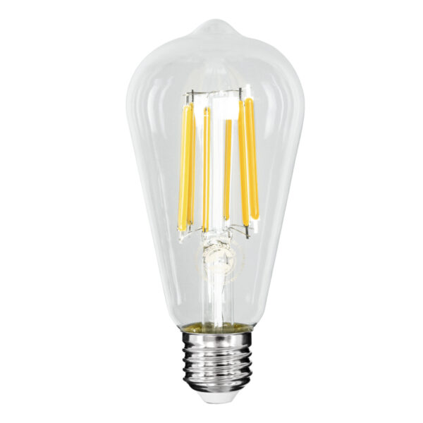 GloboStar® 99090 Λάμπα LED Long Filament E27 ST64 Αχλάδι 7W 1470lm 360° AC 220-240V IP20 Φ6.4 x Υ14.5cm Θερμό Λευκό 2700K με Διάφανο Γυαλί - Pro Series 210lm/W - A Ενεργειακή Κλάση - 3 Χρόνια Εγγύηση