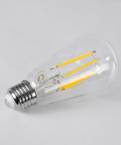 GloboStar® 99090 Λάμπα LED Long Filament E27 ST64 Αχλάδι 7W 1470lm 360° AC 220-240V IP20 Φ6.4 x Υ14.5cm Θερμό Λευκό 2700K με Διάφανο Γυαλί – Pro Series 210lm/W – A Ενεργειακή Κλάση – 3 Χρόνια Εγγύηση