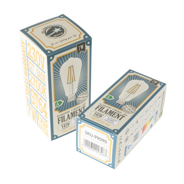 GloboStar® 99090 Λάμπα LED Long Filament E27 ST64 Αχλάδι 7W 1470lm 360° AC 220-240V IP20 Φ6.4 x Υ14.5cm Θερμό Λευκό 2700K με Διάφανο Γυαλί – Pro Series 210lm/W – A Ενεργειακή Κλάση – 3 Χρόνια Εγγύηση