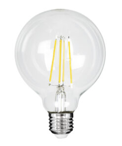 GloboStar® 99092 Λάμπα LED Long Filament E27 G95 Γλόμπος 4W 840lm 360° AC 220-240V IP20 Φ9.5 x Υ13.8cm Φυσικό Λευκό 4000K με Διάφανο Γυαλί – Pro Series 210lm/W – A Ενεργειακή Κλάση – 3 Χρόνια Εγγύηση