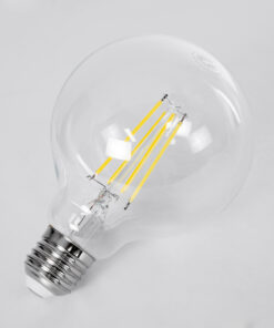 GloboStar® 99092 Λάμπα LED Long Filament E27 G95 Γλόμπος 4W 840lm 360° AC 220-240V IP20 Φ9.5 x Υ13.8cm Φυσικό Λευκό 4000K με Διάφανο Γυαλί – Pro Series 210lm/W – A Ενεργειακή Κλάση – 3 Χρόνια Εγγύηση