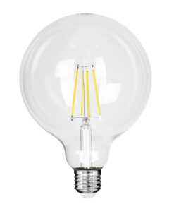 GloboStar® 99093 Λάμπα LED Long Filament E27 G125 Γλόμπος 4W 840lm 360° AC 220-240V IP20 Φ12.5 x Υ13.8cm Φυσικό Λευκό 4000K με Διάφανο Γυαλί – Pro Series 210lm/W – A Ενεργειακή Κλάση – 3 Χρόνια Εγγύηση
