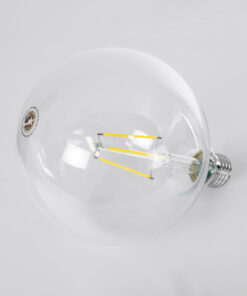 GloboStar® 99093 Λάμπα LED Long Filament E27 G125 Γλόμπος 4W 840lm 360° AC 220-240V IP20 Φ12.5 x Υ13.8cm Φυσικό Λευκό 4000K με Διάφανο Γυαλί – Pro Series 210lm/W – A Ενεργειακή Κλάση – 3 Χρόνια Εγγύηση
