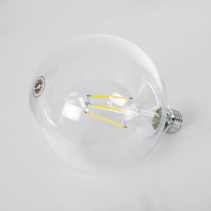 GloboStar® 99093 Λάμπα LED Long Filament E27 G125 Γλόμπος 4W 840lm 360° AC 220-240V IP20 Φ12.5 x Υ13.8cm Φυσικό Λευκό 4000K με Διάφανο Γυαλί – Pro Series 210lm/W – A Ενεργειακή Κλάση – 3 Χρόνια Εγγύηση