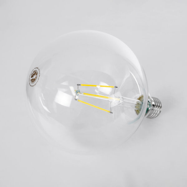 GloboStar® 99093 Λάμπα LED Long Filament E27 G125 Γλόμπος 4W 840lm 360° AC 220-240V IP20 Φ12.5 x Υ13.8cm Φυσικό Λευκό 4000K με Διάφανο Γυαλί – Pro Series 210lm/W – A Ενεργειακή Κλάση – 3 Χρόνια Εγγύηση