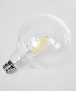 GloboStar® 99093 Λάμπα LED Long Filament E27 G125 Γλόμπος 4W 840lm 360° AC 220-240V IP20 Φ12.5 x Υ13.8cm Φυσικό Λευκό 4000K με Διάφανο Γυαλί – Pro Series 210lm/W – A Ενεργειακή Κλάση – 3 Χρόνια Εγγύηση