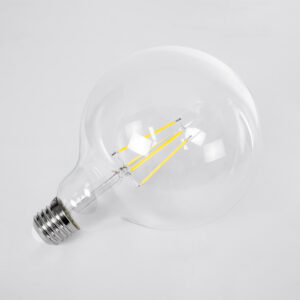GloboStar® 99093 Λάμπα LED Long Filament E27 G125 Γλόμπος 4W 840lm 360° AC 220-240V IP20 Φ12.5 x Υ13.8cm Φυσικό Λευκό 4000K με Διάφανο Γυαλί – Pro Series 210lm/W – A Ενεργειακή Κλάση – 3 Χρόνια Εγγύηση