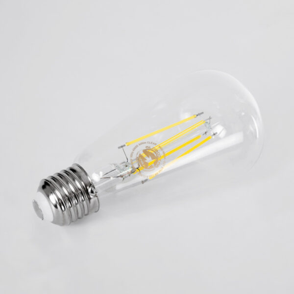 GloboStar® 99094 Λάμπα LED Long Filament E27 ST64 Αχλάδι 4W 840lm 360° AC 220-240V IP20 Φ6.4 x Υ14.5cm Φυσικό Λευκό 4000K με Διάφανο Γυαλί – Pro Series 210lm/W – A Ενεργειακή Κλάση – 3 Χρόνια Εγγύηση