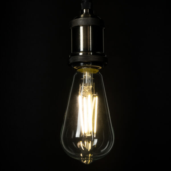 GloboStar® 99094 Λάμπα LED Long Filament E27 ST64 Αχλάδι 4W 840lm 360° AC 220-240V IP20 Φ6.4 x Υ14.5cm Φυσικό Λευκό 4000K με Διάφανο Γυαλί – Pro Series 210lm/W – A Ενεργειακή Κλάση – 3 Χρόνια Εγγύηση
