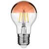 GloboStar® 99111 Λάμπα E27 A60 Γλόμπος με Ανεστραμμένο Χάλκινο Καθρέπτη LED FILAMENT 8W 840 lm 320° AC 85-265V Edison Retro με Διάφανο-Χάκλινο Γυαλί Ultra Θερμό Λευκό 2200 K Dimmable