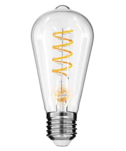 GloboStar® 99143 Λάμπα E27 ST64 Αχλάδι LED SOFT S SPIRAL FILAMENT 6W 510 lm 320° AC 85-265V Edison Retro με Διάφανο Γυαλί Θερμό Λευκό 2700 K Dimmable