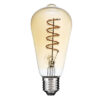 GloboStar® 99144 Λάμπα LED Soft S Spiral Filament E27 ST64 Αχλάδι 4W 280lm 360° AC 220-240V IP20 Φ6.4 x Υ14cm Ultra Θερμό Λευκό 2200K με Μελί Γυαλί – Dimmable – 3 Χρόνια Εγγύηση