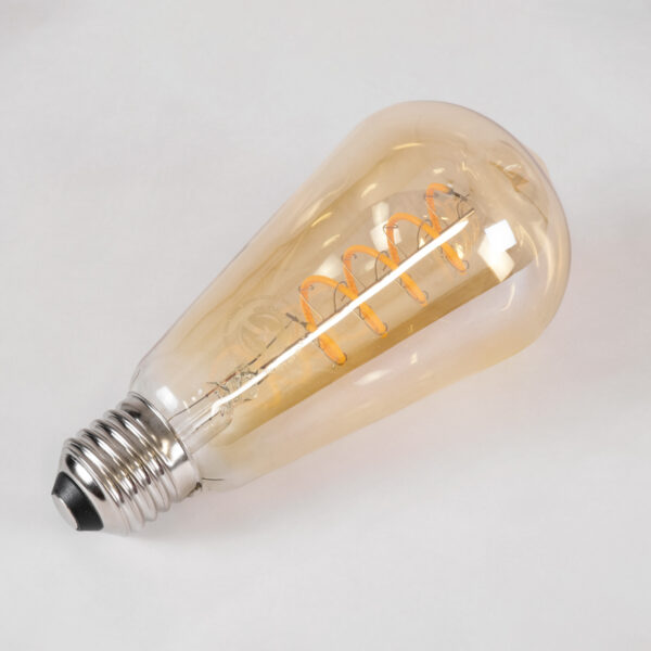 GloboStar® 99144 Λάμπα LED Soft S Spiral Filament E27 ST64 Αχλάδι 4W 280lm 360° AC 220-240V IP20 Φ6.4 x Υ14cm Ultra Θερμό Λευκό 2200K με Μελί Γυαλί – Dimmable – 3 Χρόνια Εγγύηση