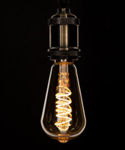 GloboStar® 99144 Λάμπα LED Soft S Spiral Filament E27 ST64 Αχλάδι 4W 280lm 360° AC 220-240V IP20 Φ6.4 x Υ14cm Ultra Θερμό Λευκό 2200K με Μελί Γυαλί – Dimmable – 3 Χρόνια Εγγύηση