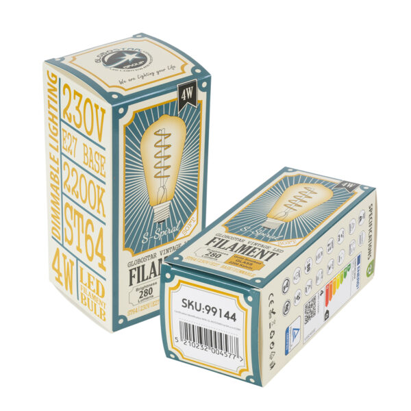 GloboStar® 99144 Λάμπα LED Soft S Spiral Filament E27 ST64 Αχλάδι 4W 280lm 360° AC 220-240V IP20 Φ6.4 x Υ14cm Ultra Θερμό Λευκό 2200K με Μελί Γυαλί – Dimmable – 3 Χρόνια Εγγύηση