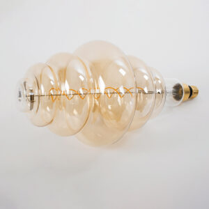 GloboStar® 99172 Λάμπα LED Soft S Spiral Filament E27 BH200 GRAPES Γλόμπος 8W 560lm 360° AC 220-240V IP20 Φ20 x Υ41cm Ultra Θερμό Λευκό 2200K με Μελί Γυαλί – Dimmable – 3 Χρόνια Εγγύηση