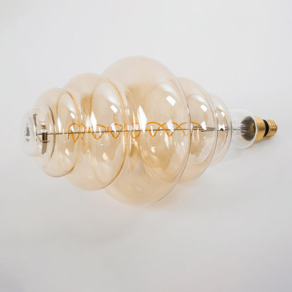 GloboStar® 99172 Λάμπα LED Soft S Spiral Filament E27 BH200 GRAPES Γλόμπος 8W 560lm 360° AC 220-240V IP20 Φ20 x Υ41cm Ultra Θερμό Λευκό 2200K με Μελί Γυαλί – Dimmable – 3 Χρόνια Εγγύηση