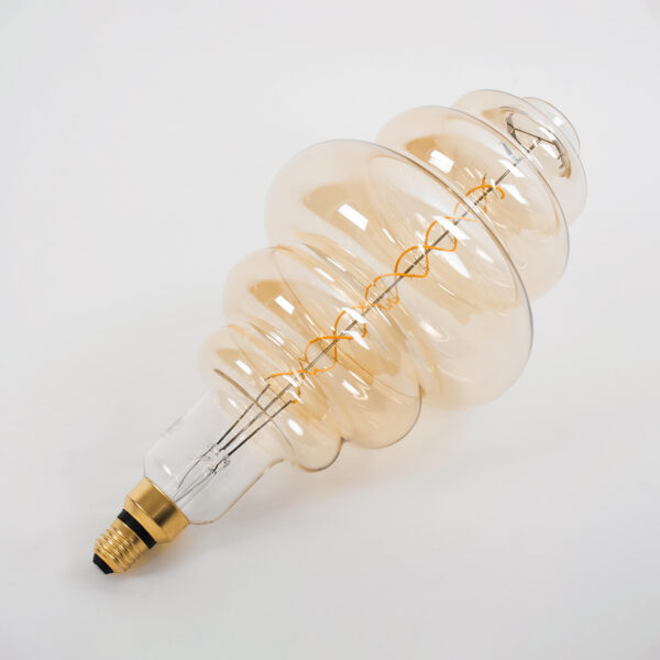 GloboStar® 99172 Λάμπα LED Soft S Spiral Filament E27 BH200 GRAPES Γλόμπος 8W 560lm 360° AC 220-240V IP20 Φ20 x Υ41cm Ultra Θερμό Λευκό 2200K με Μελί Γυαλί – Dimmable – 3 Χρόνια Εγγύηση