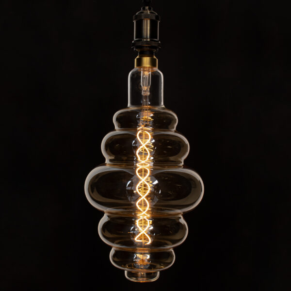 GloboStar® 99172 Λάμπα LED Soft S Spiral Filament E27 BH200 GRAPES Γλόμπος 8W 560lm 360° AC 220-240V IP20 Φ20 x Υ41cm Ultra Θερμό Λευκό 2200K με Μελί Γυαλί – Dimmable – 3 Χρόνια Εγγύηση