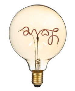 GloboStar® 99253 Λάμπα LED Ultra Thin Soft S Spiral Letter Filament E27 G125 LOVE Γλόμπος 2.4W 204lm 360° AC 220-240V IP20 Φ12.5 x Υ18cm Κόκκινο με Μελί Γυαλί – Dimmable – 3 Years Warranty