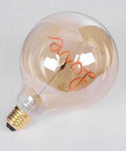 GloboStar® 99253 Λάμπα LED Ultra Thin Soft S Spiral Letter Filament E27 G125 LOVE Γλόμπος 2.4W 204lm 360° AC 220-240V IP20 Φ12.5 x Υ18cm Κόκκινο με Μελί Γυαλί – Dimmable – 3 Years Warranty