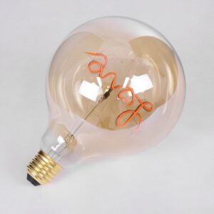 GloboStar® 99253 Λάμπα LED Ultra Thin Soft S Spiral Letter Filament E27 G125 LOVE Γλόμπος 2.4W 204lm 360° AC 220-240V IP20 Φ12.5 x Υ18cm Κόκκινο με Μελί Γυαλί – Dimmable – 3 Years Warranty